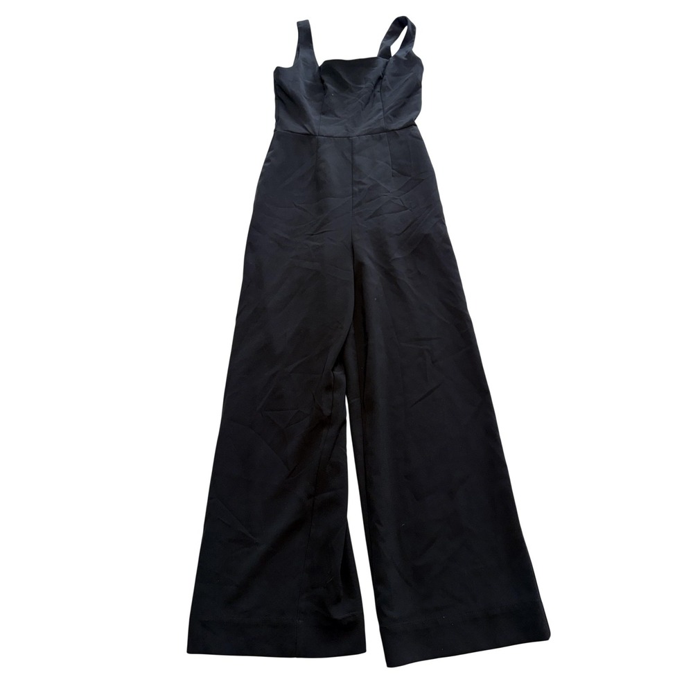 A New Day Jumpsuit Womens XS Black Wide Leg Sleeveless Smocked Back Casual